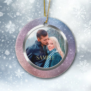 Ornamento De Cerâmica Lavanda Azul Luzes Estreladas Primeiro Natal