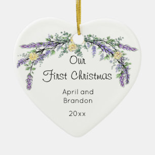 Ornamento De Cerâmica Lavanda de Rosa Amarela Eucalyptus Natal