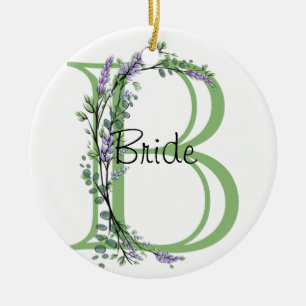 Ornamento De Cerâmica Lavanda e Eucalyptus Bride