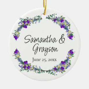 Ornamento De Cerâmica Lavanda violeta de aquarela púrpura Eucalyptus