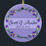 Ornamento De Cerâmica Lavanda violeta de aquarela púrpura Eucalyptus<br><div class="desc">Um design elegante e vintage com eucalipto, lavanda e violetas roxas pintados em cor de água romântica. Para começar a alterar nomes e detalhes do evento, clique em "Personalizar este modelo" e edite o texto nas caixas modelo. Para acessar as ferramentas de edição mais avançadas, role para baixo até "Clique...</div>