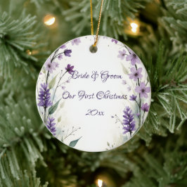 Ornamento De Cerâmica Lavender Lilac Floral Arch Christmas