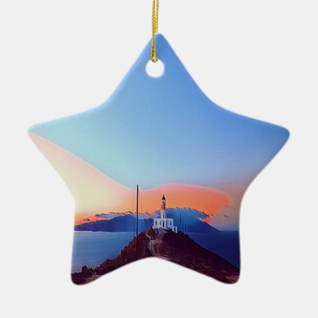 Ornamento De Cerâmica ldp MYKONOS - Armênio - farol - (Frente)