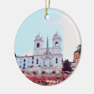 Ornamento De Cerâmica ldp PIAZZA DI SPAGNA - Roma - com flores