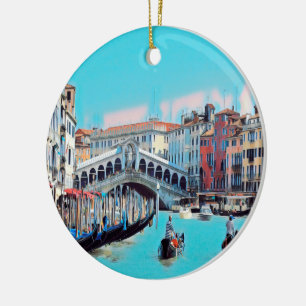 Ornamento De Cerâmica ldp VENICE - gondolas - rialto -