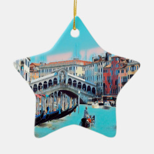 Ornamento De Cerâmica ldp VENICE - gondolas - rialto -
