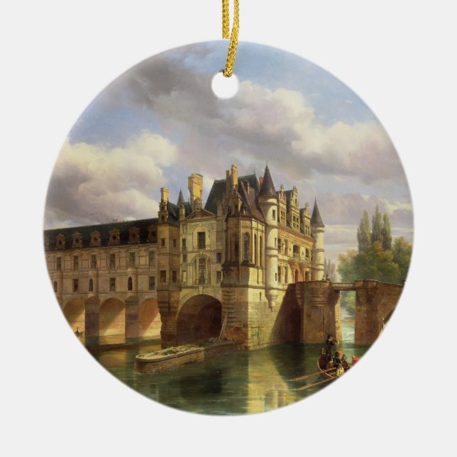 Ornamento De Cerâmica Le Castelo de Chenonceau, 1843 (óleo em canvas) (Frente)