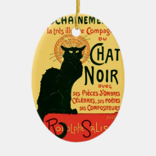 Ornamento De Cerâmica Le Chat Noir Fine Vintage Art Nouveau