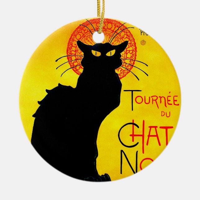 Ornamento De Cerâmica Le Chat Noir Vintage (Frente)