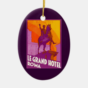 Ornamento De Cerâmica Le Grand Hotel Roma Estátua, Itália, Viagem Vintag
