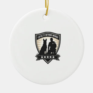 Ornamento De Cerâmica Lealdade Além das Palavras Distintivo Policial K9 
