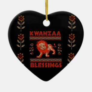 Ornamento De Cerâmica Leão de Kwanzaa