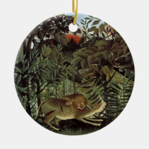 Ornamento De Cerâmica Leão Faminto de Henri Rousseau, Animal Selvagem Vi