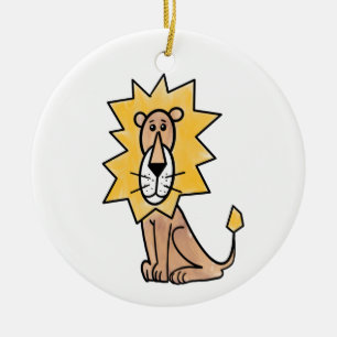 Ornamento De Cerâmica leão fofo desenho infantil retrô safári animal da