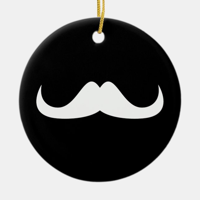 Ornamento De Cerâmica Legal bigode branco no guitarra preto (Frente)