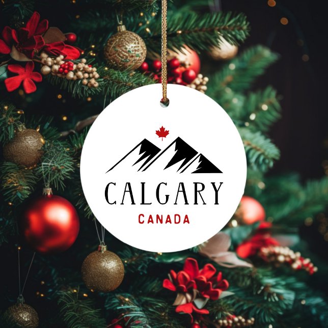 Ornamento De Cerâmica Legal Calgary Canada Mountain Maple Leaf (Criador carregado)