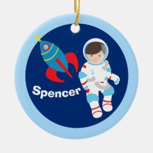 Ornamento De Cerâmica Legal Crianças Personalizadas do Astronauta Natal