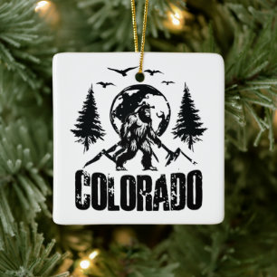 Ornamento De Cerâmica Legal dia do Colorado, Bigfoot Vintage Hiking