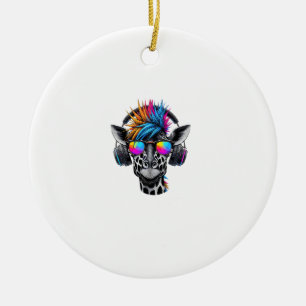 Ornamento De Cerâmica Legal Girafa Óculos de sol Fones de ouvido Girafas