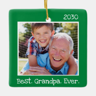 Ornamento De Cerâmica Legal Melhor Avô Alguma Foto Personalizada Verde