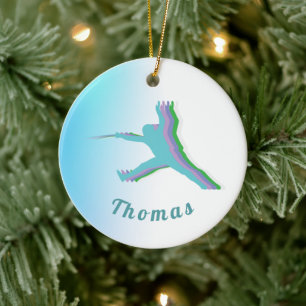 Ornamento De Cerâmica Legal nome do garoto esgrimido silencioso colorido