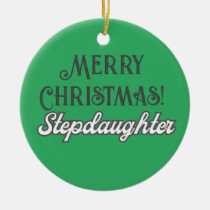 Ornamento De Cerâmica Legal Texto Verde Feliz Filha de Natal