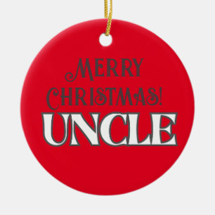 Ornamento De Cerâmica Legal Texto Vermelho Feliz Tio de Natal