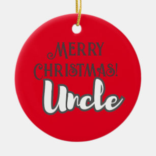 Ornamento De Cerâmica Legal Texto Vermelho Feliz Tio de Natal