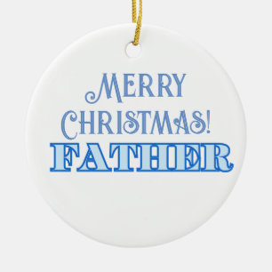 Ornamento De Cerâmica Legal Tipografia Azul Feliz Natal Pai