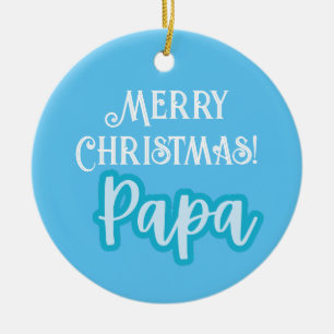 Ornamento De Cerâmica Legal Tipografia Azul Feliz Natal Papá