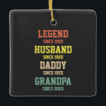 Ornamento De Cerâmica Legenda Retro Personalizada Avô Pai Marido<br><div class="desc">Legenda Retro Personalizada Avô Pai Marido</div>