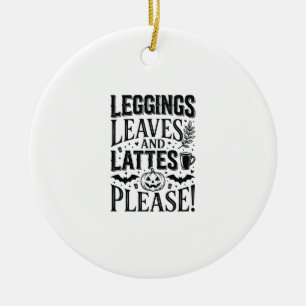 Ornamento De Cerâmica Leggings Folhas Lattes Halloween Outono Design de