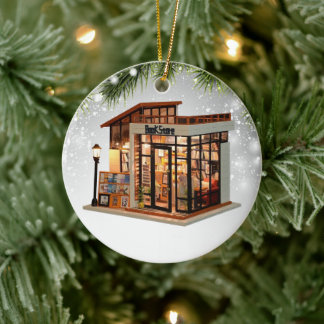 Ornamento De Cerâmica Leitor de Gravador do Bookworm Bibliotecário da Lo