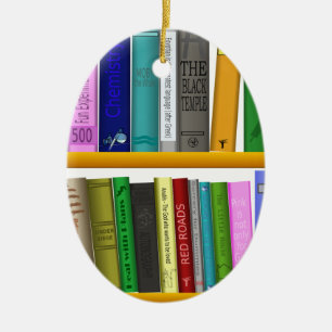 Ornamento De Cerâmica leitura da biblioteca de livros de prateleiras