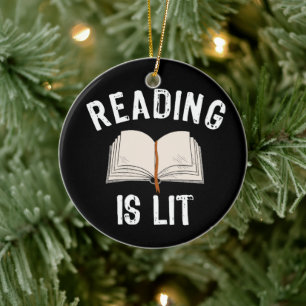 Ornamento De Cerâmica Leitura é Lit - Leitura de livros de literatura -