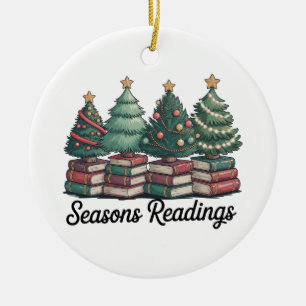 Ornamento De Cerâmica Leituras de Época Club de Livros de Natal Vintage