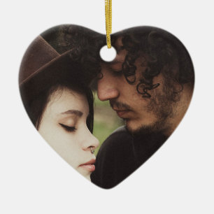 Ornamento De Cerâmica Lembrança da foto do Natal do casal