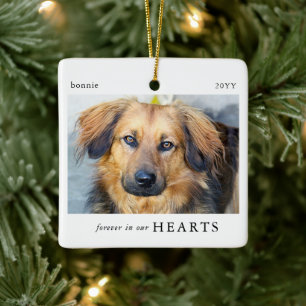 Ornamento De Cerâmica Lembrança de Foto de Cachorro Minimal Para Sempre