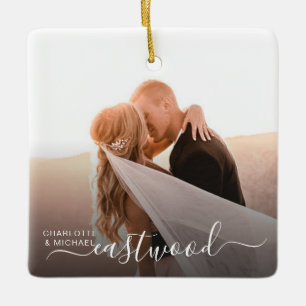 Ornamento De Cerâmica Lembrança de Foto de Casamento Moderna