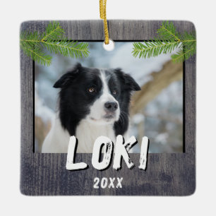 Ornamento De Cerâmica Lembrança de Natal em Madeira Rústica para Cachorr