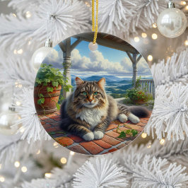 Ornamento De Cerâmica Lembrança Encantadora de Gato Doméstico de Pelo Mé