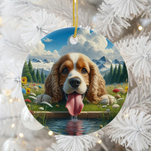 Ornamento De Cerâmica Lembrança Fofa do Cocker Spaniel