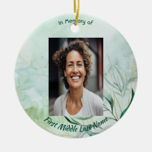 Ornamento De Cerâmica Lembrança Memorial Cristã Folhagem Aquarela
