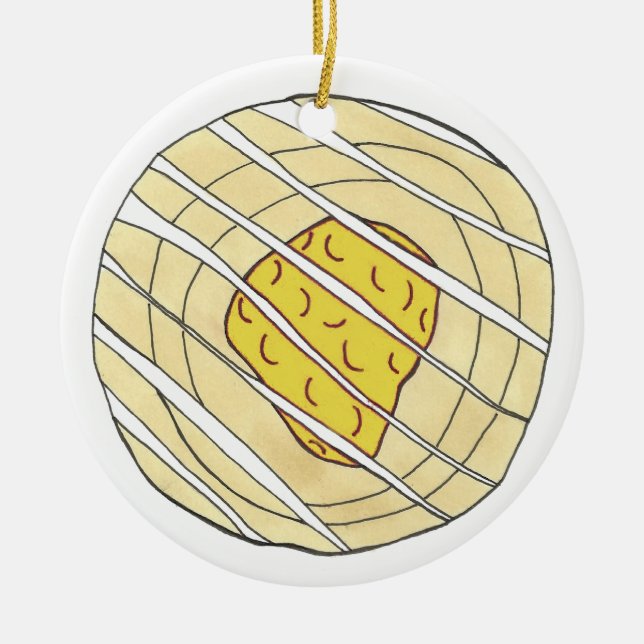 Ornamento De Cerâmica Lemon Cherry Danish Breakfast (Frente)