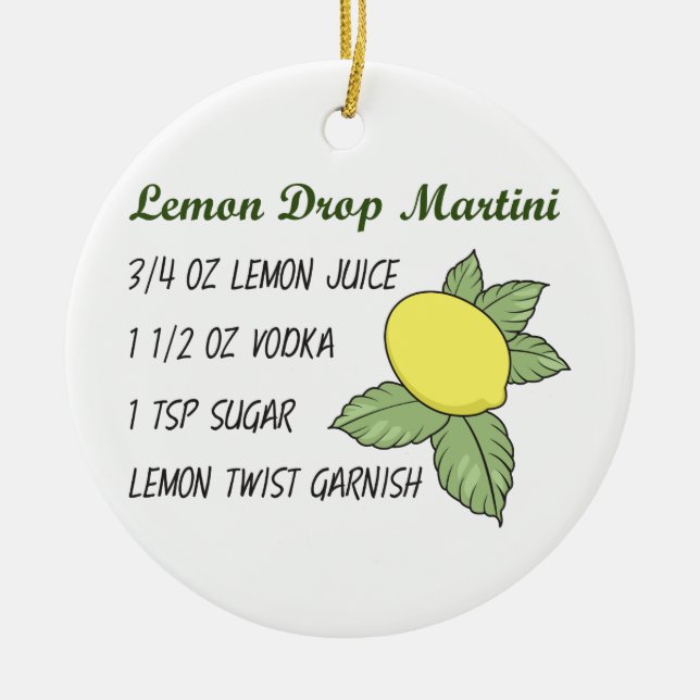Ornamento De Cerâmica Lemon Drop Martini (Frente)