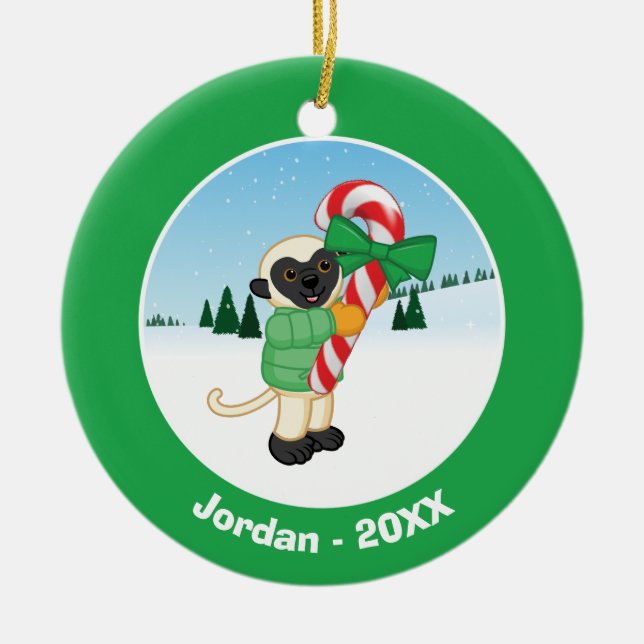 Ornamento De Cerâmica Lemur de Sifaka (Frente)