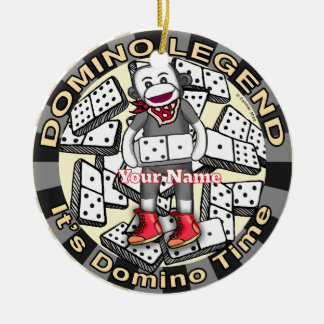 Ornamento De Cerâmica lenda do Sock Monkey Domino