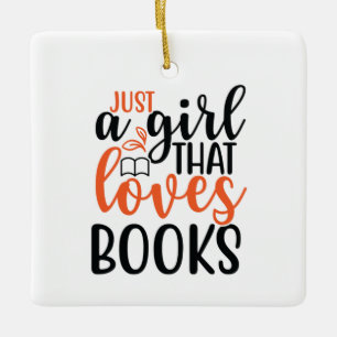 Ornamento De Cerâmica Lendo Arte Apenas Uma Menina Que Ama Livros