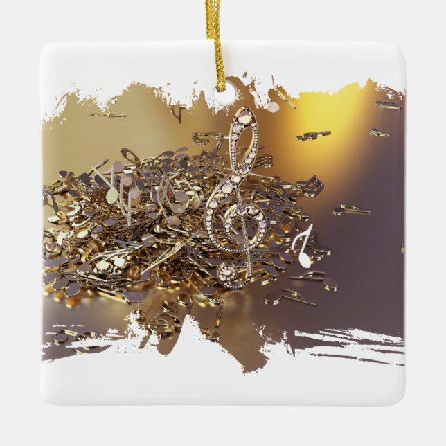 Ornamento De Cerâmica Lente de triplo muscular e notas de queda (Frente)