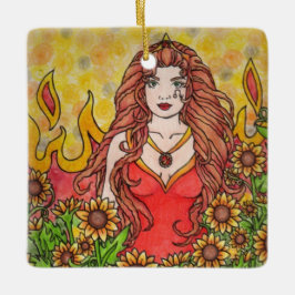 Ornamento De Cerâmica Leo Goddess